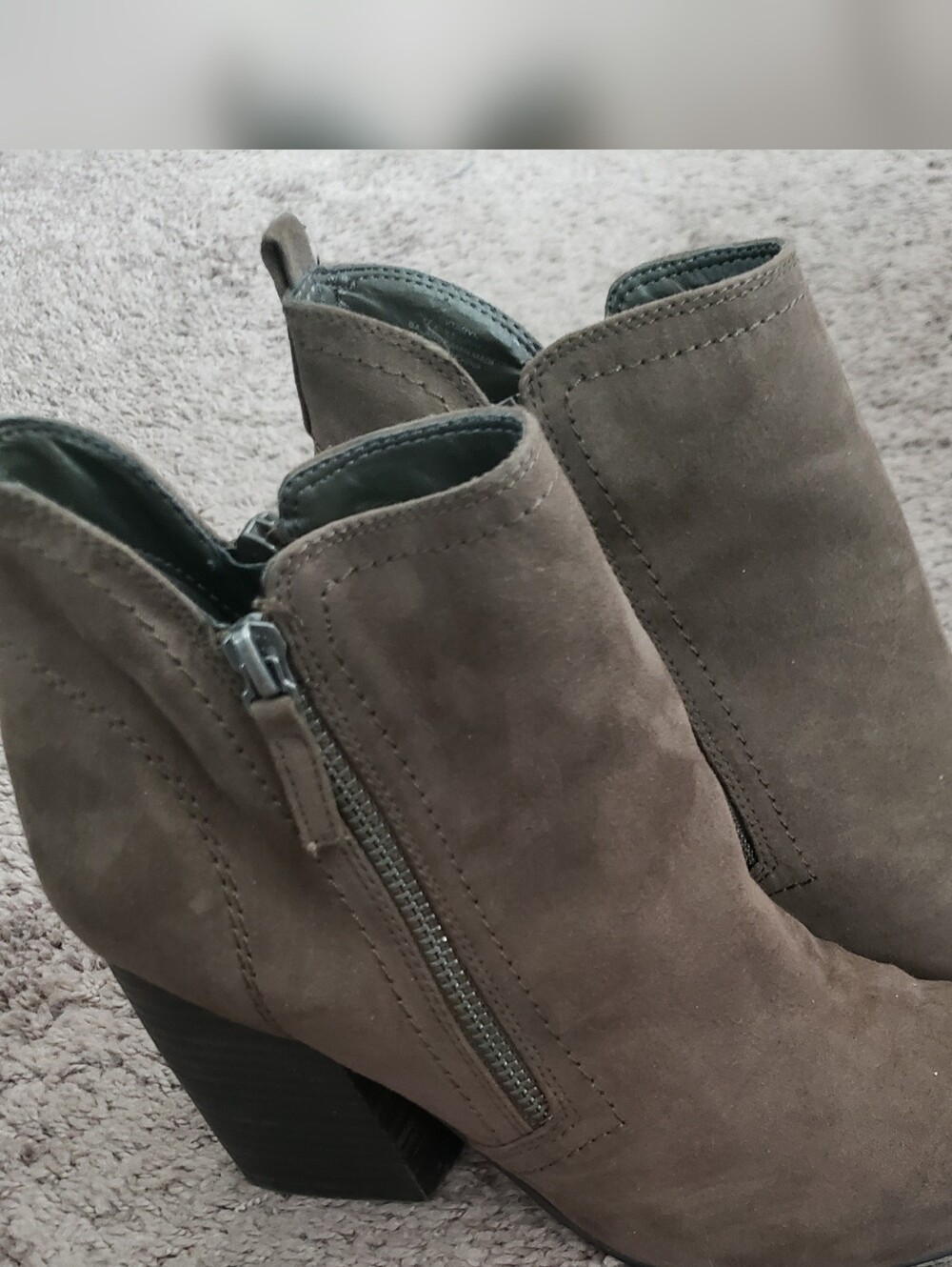 Crown Vintage Brown Suede Ankle Boots with Double Side Zip